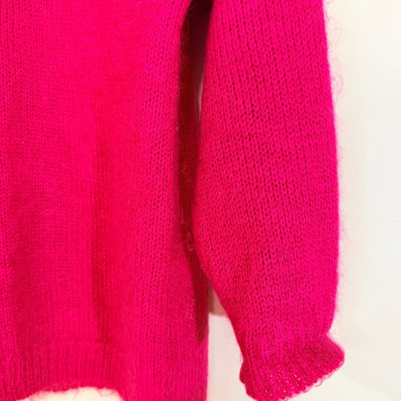 Cozy Soft Red Fuzzy Knit Mock Neck Sweater - Picture 3 of 6